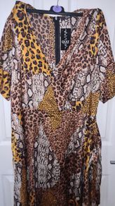 Quiz Animal Print Satin Dress Size Uk 22 Nwt