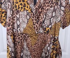 Quiz Animal Print Satin Dress Size Uk 22 Nwt