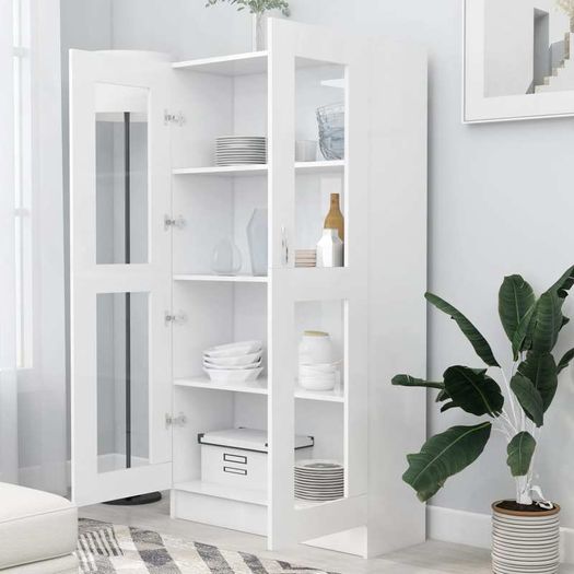 Vitrine Cabinet White 82.5x30.5x150 cm Chipboard