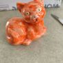 Galle Style Cat in Scarlet  Orangey /Red and Gold Reproduction of 1880s Original Emile Galle Tribute Likely German Image 7