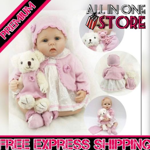 Realistic Reborn Doll 22inch 55cm Handmade Soft Silicone Vinyl Baby Reborn Dolls Girls Real Life Doll boys Girl Toy Birthday Xmas gift Reborn Babies (FREE POSTAGE)