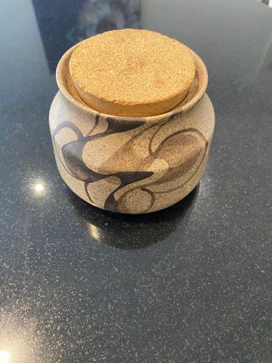 Ceramic vintage  pot with cork lid