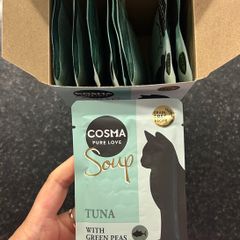 Cosma Soup Tuna with Green Peas Box 9 x 40g  - cat wet food