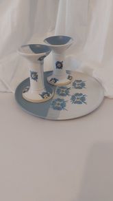 Fabulous Pair of Candle Holders and a Display Plate, Hand-Potted by the Popular and Collectable Irish Potter Suzanne May, Circa 1990s