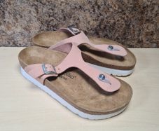 Womens Birkenstock Papillios Donna Gizeh  Platform Sandals Soft Pink Nubuck Leather Size Uk 7 Eu 40. Brand New