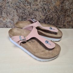Womens Birkenstock Papillios Donna Gizeh  Platform Sandals Soft Pink Nubuck Leather Size Uk 7 Eu 40. Brand New