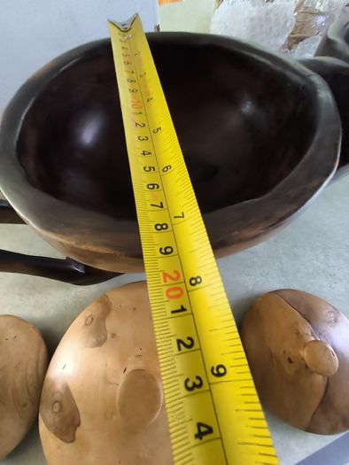 Vintage Hand-Carved African Centerpiece Serving Dish With lids.