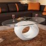 Coffee Table with Oval Glass Top High Gloss White Image 6