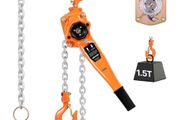 Manual Lever Chain Hoist, 1-1/2T 1500KG Capacity Heavy Duty Come Along, 3M Lift G80 Alloy Steel Chain With Dual Pawl Mechanical Brake,