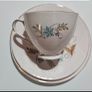 Vintage Pastel Pink Fine Bone China Blue Star Teacup Trio Set Image 3