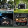3m x 3m Pop Up Heavy Duty Gazebo with Sides, Central Lock System & 4 Weight Bags & Carry Bag, Marquee Garden Party Tent Outdoor, Grey Image 4
