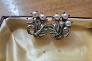 Vintage Pearl and Leaf Earrings
