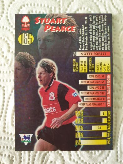 Stuart Pearce Nottingham Forest Football Trading Card 1995 to 1996