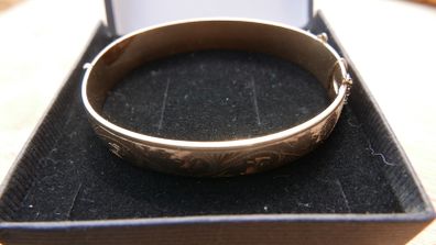 Vintage 9ct Yellow Gold Floral Pattern Bangle Bracelet Vintage 28,4g