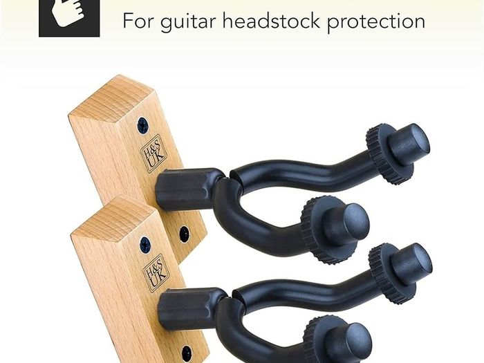 Guitar Wall Mount Display Bracket Guitar Hanger Hook Holder Keeper Wall Mounted Hanging Stand Wooden Wood Base for Bass Electric Acoustic Guitar - 2 Pack