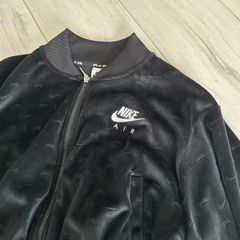 Nike Air black velvet ladies zipper top cardigan hoodie Size M