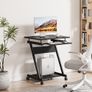 Mobile Computer Desk Z-Shaped with Sliding Keyboard Wood PC Table Laptop Desk Furniture Study Workstation for Home Office, Black, 60 x 48 x 73 cm Image 7