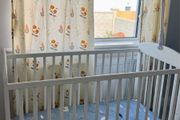 White Baby Cot / Crib with Adjustable Base