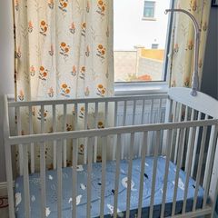 White Baby Cot / Crib with Adjustable Base