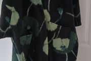 Oversized Coat,  Black with Green Floral Pattern