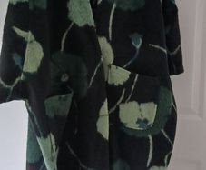 Coat, Black with Green Floral Pattern New