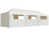 Folding Pop-up Party Tent with 8 Sidewalls 3x9 m Cream