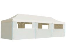 Folding Pop-up Party Tent with 8 Sidewalls 3x9 m Cream