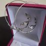 Cottagecore Birds on Branch Earrings Hoop Earrings Silver Tone Bohemian Nature Image 2