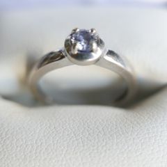 Vintage 9ct White Gold 375 & Blue Sapphire Stacker Ring 2,78g size N