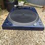 Legendary Technics SL-150 direct-drive turntable professionally repainted in stunning metallic blue and carrying a heralded Rega RB330 tonearm with a Mitchell TechnoWeight upgrade. Absolutely premium top drawer turntable performance. Image 6
