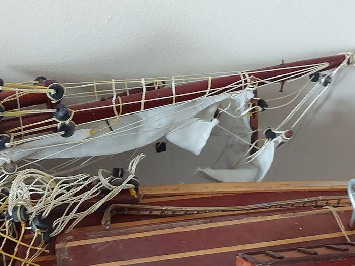 Large Timber  crafted model of the Cutty Sark, A speedy Clipper Sailboat that transported TEA in the late 19thy century