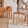 Dining Room Chairs, Bar Chairs Made of Solid Wood, Set of 4 Bar Stools, Round Seat Stools, Work Stool, Space-Saving, Stackable, for Meeting Room, Living Room, Dining Room, Kitchen, Natural Image 5