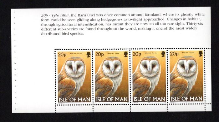 1997 Isle of Man Owls Commemorative Stamps Booklet Mint Never Hinged (MNH)