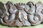 Antique Wood Carved Putti Cherub Figural Wall Plaque Panel