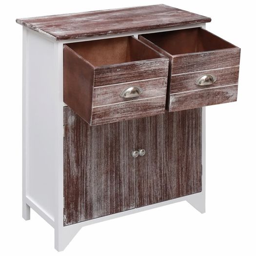 Side Cabinet Brown and White 60x30x75 cm Paulownia Wood