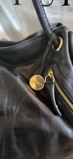 Furla black leather handbag