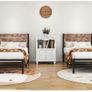 Single Bed Frame with Rustic Wood Headboard Image 5