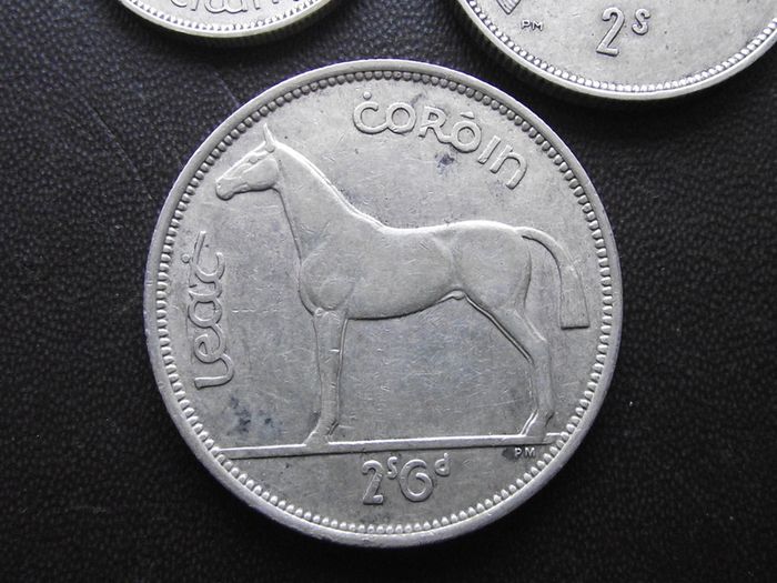 1939 Irish Republic. Set of 3 Silver Coins: Half Crown&Florin&Shilling