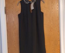 Next Petite Black Dress With  Stone  & Beading  Neckline. S.10.  B.N.W.T