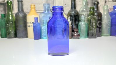 391 - Beautiful Vintage Cobalt Blue Glass Decorative Collectible Milk of Magnesia Bottle