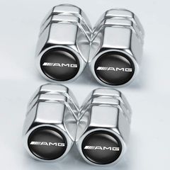 Tyre Valve Caps Suitable for Mercedes Benz AMG GT GLC GLE G C-Class S-Class E-Class GLA Corrosion Resistant Premium Leak-Proof Valve Stem Cover Dust Caps for Car Tyres,Car Accessories, Silver(4 Pcs)