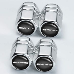 Tyre Valve Caps Suitable for Mercedes Benz AMG GT GLC GLE G C-Class S-Class E-Class GLA Corrosion Resistant Premium Leak-Proof Valve Stem Cover Dust Caps for Car Tyres,Car Accessories, Silver(4 Pcs)
