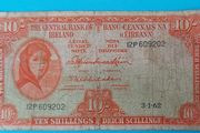 Irish 1962 Lavery ten shilling banknote in used condition