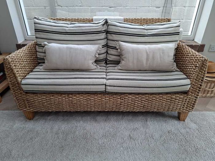 Indoor Rattan 2 seater sofa and 2 chairs