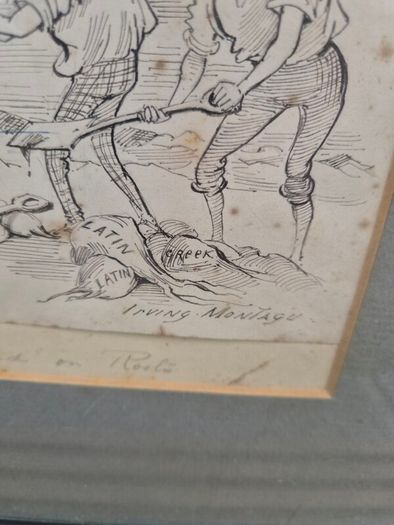 Original Irving Montagu Victorian Pen And Ink Drawing Framed 38.5 x 34.5 cm