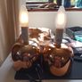 2 small coppery gold table lamp bases Image 4