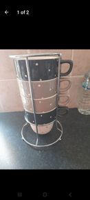 NEW Marks and Spencers 4 stackable mugs in holder