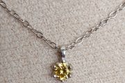 Natural Yellow Diamond 0.14ct GWLAB Certified S925 Rhodium-Plated Pendant
