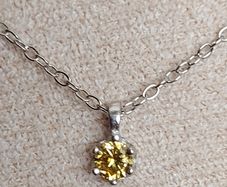 Natural Yellow Diamond 0.14ct GWLAB Certified S925 Rhodium-Plated Pendant