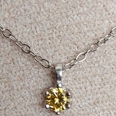 Natural Yellow Diamond 0.14ct GWLAB Certified S925 Rhodium-Plated Pendant